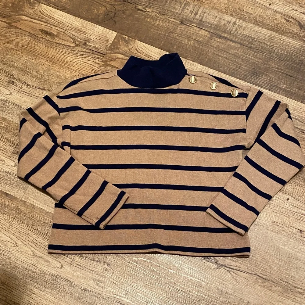 Ann Taylor Weekend Cotton Sweater Striped Womens Small - Picture 2 of 5